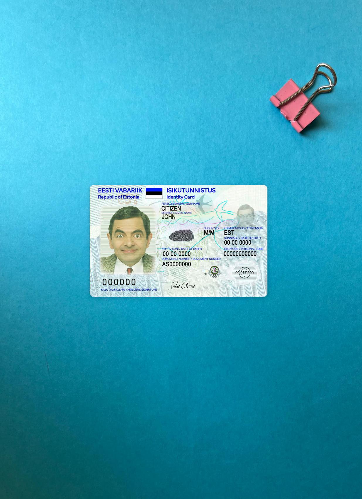 Realistic Estonia ID card 2018 present version 2 photolook example